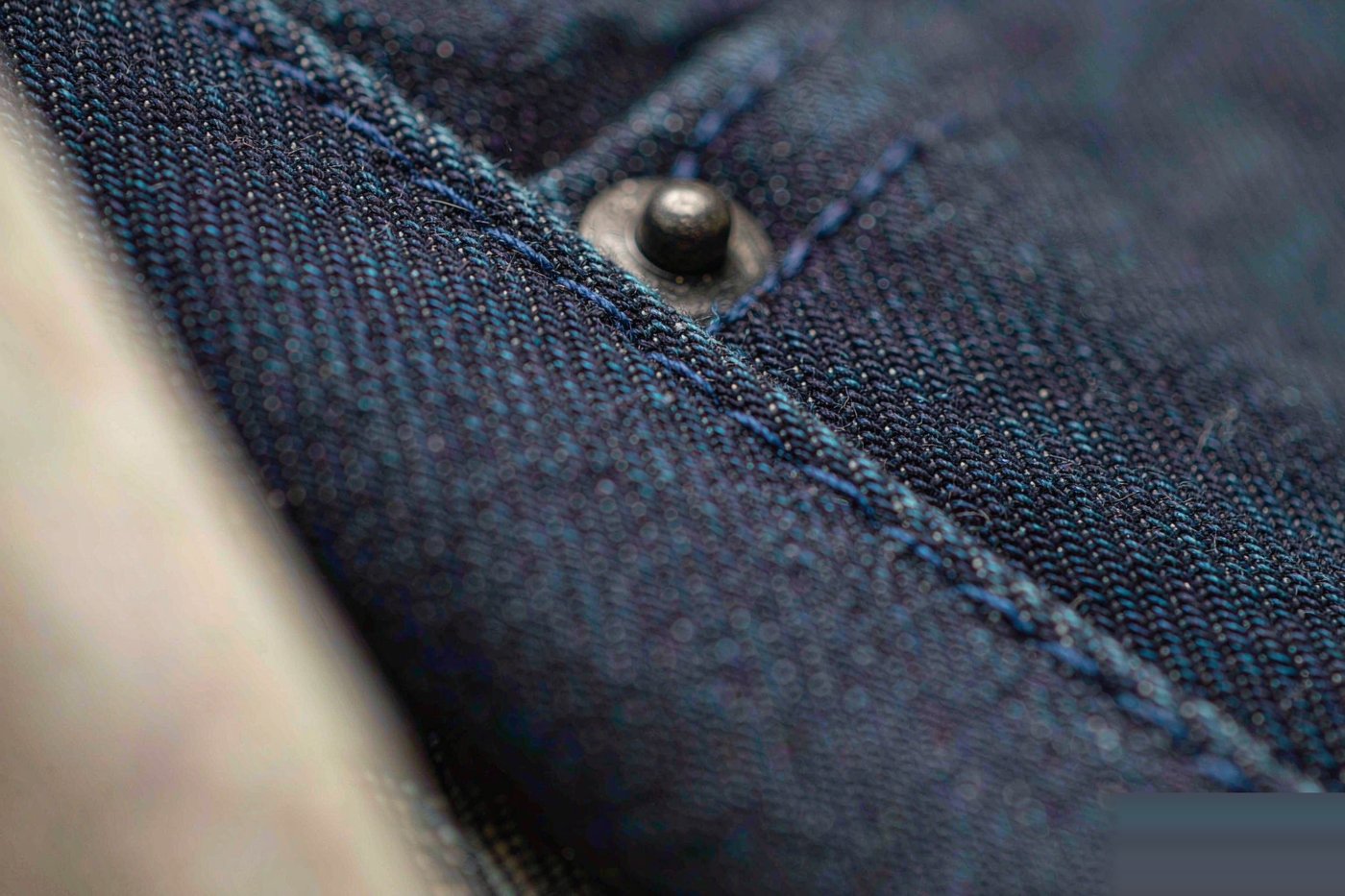 Indigo denim fabric, shot close